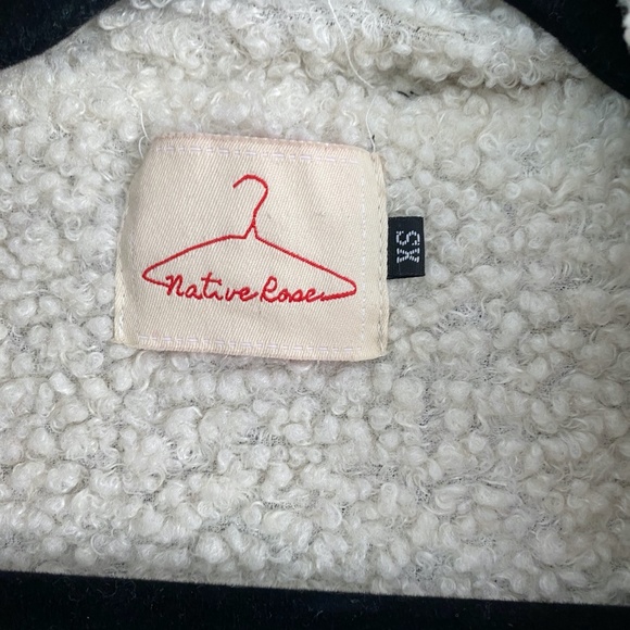 NWOT Native Rose Plaid Jacket Faux Shearling Moto Jacket - Picture 3 of 7